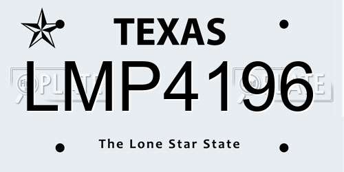 LMP4196 Texas License Plate
