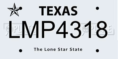 LMP4318 Texas License Plate