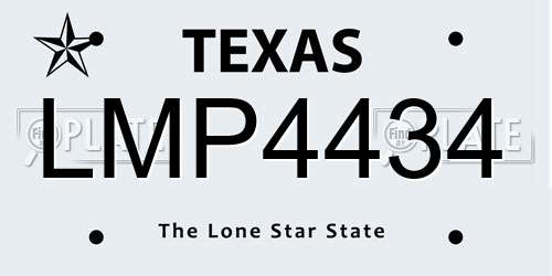 LMP4434 Texas License Plate
