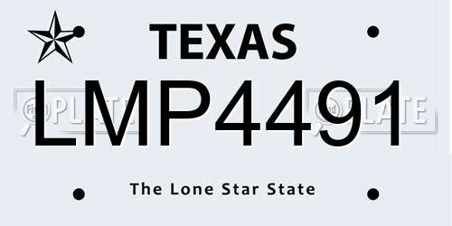 LMP4491 Texas License Plate