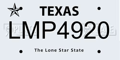 LMP4920 Texas License Plate