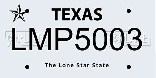 LMP5003 Texas License Plate