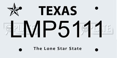 LMP5111 Texas License Plate