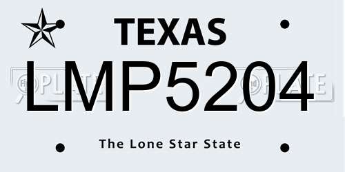 LMP5204 Texas License Plate