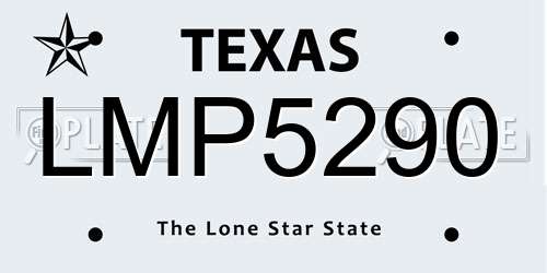 LMP5290 Texas License Plate