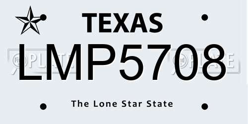 LMP5708 Texas License Plate