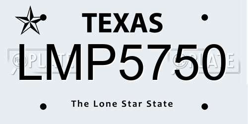 LMP5750 Texas License Plate
