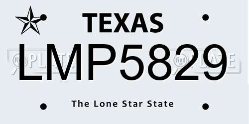 LMP5829 Texas License Plate