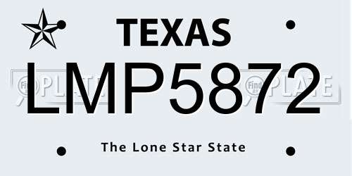 LMP5872 Texas License Plate