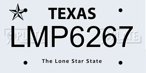 LMP6267 Texas License Plate