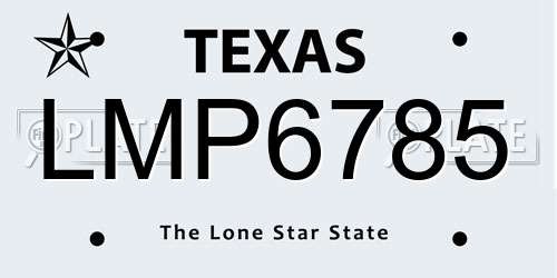 LMP6785 Texas License Plate