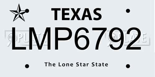 LMP6792 Texas License Plate