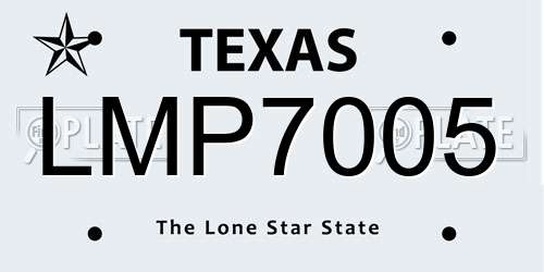 LMP7005 Texas License Plate