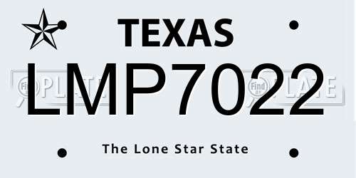LMP7022 Texas License Plate