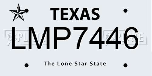 LMP7446 Texas License Plate