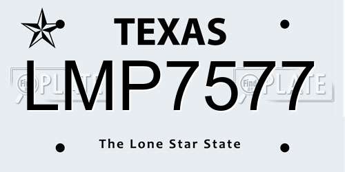 LMP7577 Texas License Plate