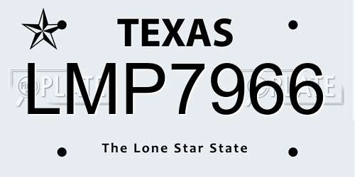 LMP7966 Texas License Plate