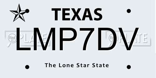 LMP7DV Texas License Plate