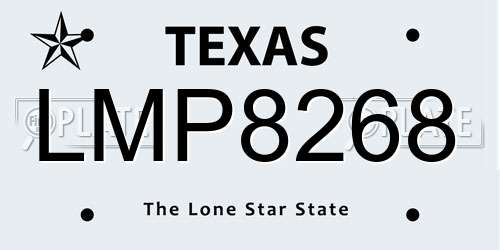 LMP8268 Texas License Plate