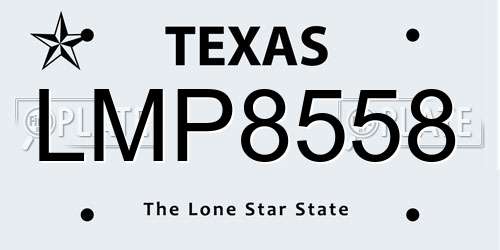 LMP8558 Texas License Plate