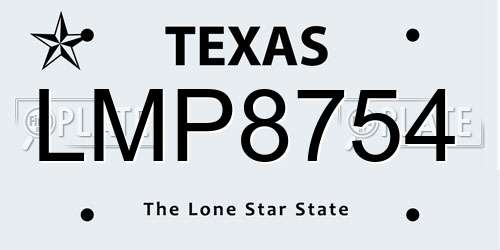 LMP8754 Texas License Plate