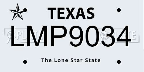 LMP9034 Texas License Plate