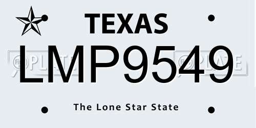 LMP9549 Texas License Plate
