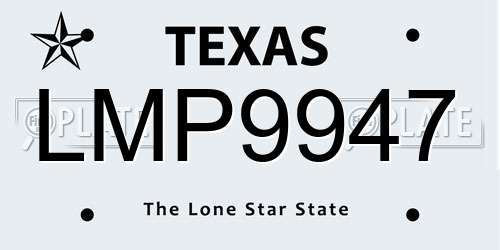 LMP9947 Texas License Plate