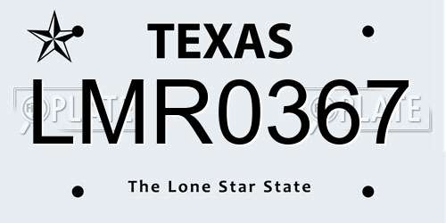 LMR0367 Texas License Plate
