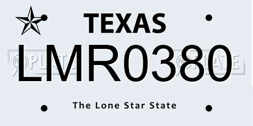 LMR0380 Texas License Plate