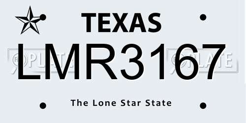 LMR3167 Texas License Plate