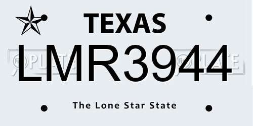 LMR3944 Texas License Plate