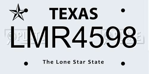 LMR4598 Texas License Plate