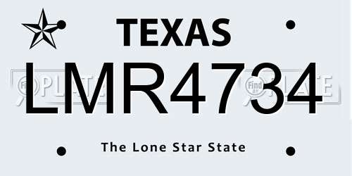 LMR4734 Texas License Plate