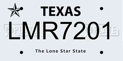 LMR7201 Texas License Plate