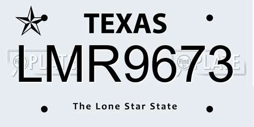 LMR9673 Texas License Plate