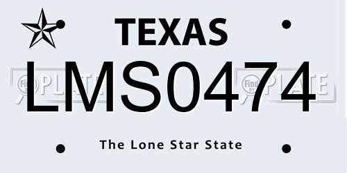 LMS0474 Texas License Plate