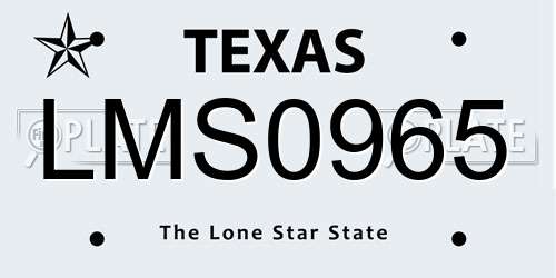 LMS0965 Texas License Plate