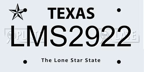 LMS2922 Texas License Plate