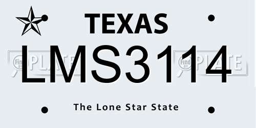 LMS3114 Texas License Plate