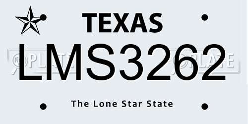LMS3262 Texas License Plate