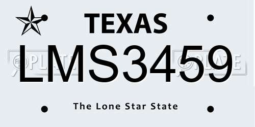 LMS3459 Texas License Plate