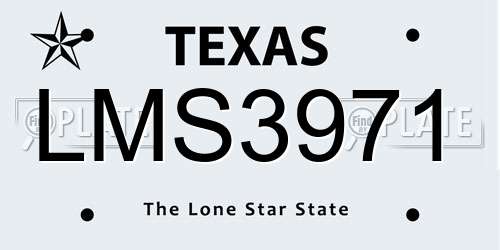LMS3971 Texas License Plate