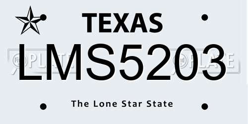 LMS5203 Texas License Plate