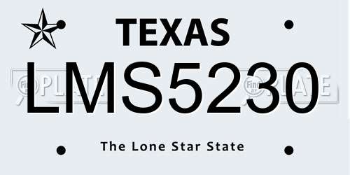 LMS5230 Texas License Plate