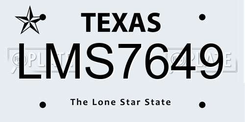 LMS7649 Texas License Plate