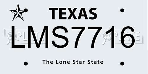 LMS7716 Texas License Plate