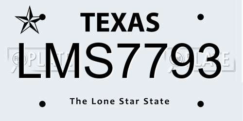 LMS7793 Texas License Plate