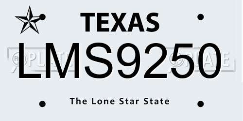 LMS9250 Texas License Plate