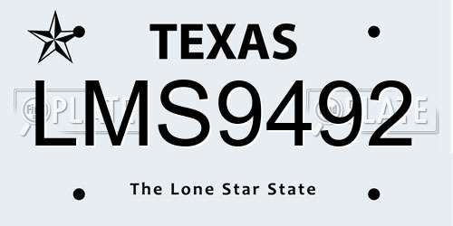 LMS9492 Texas License Plate